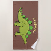 ステゴサウルスおもしろいの恐竜の漫画 ビーチタオル (正面)