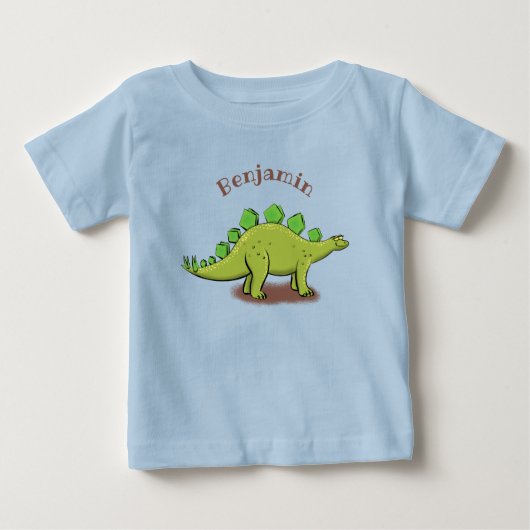 ステゴサウルスおもしろいの恐竜の漫画 ベビーTシャツ (正面)