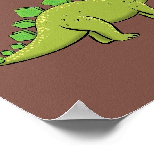 ステゴサウルスおもしろいの恐竜の漫画 ポスター (角)