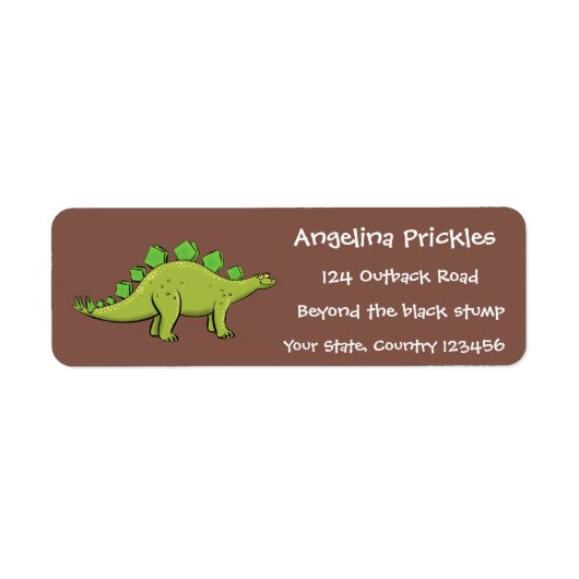 ステゴサウルスおもしろいの恐竜の漫画 ラベル (正面)