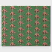 ステゴサウルスおもしろい恐竜に乗っているサンタクロース ラッピングペーパー (フラット)