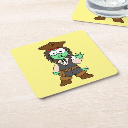 ステゴサウルスのイラストレーション、ジャック・スパロー スクエアペーパーコースター (アングル)