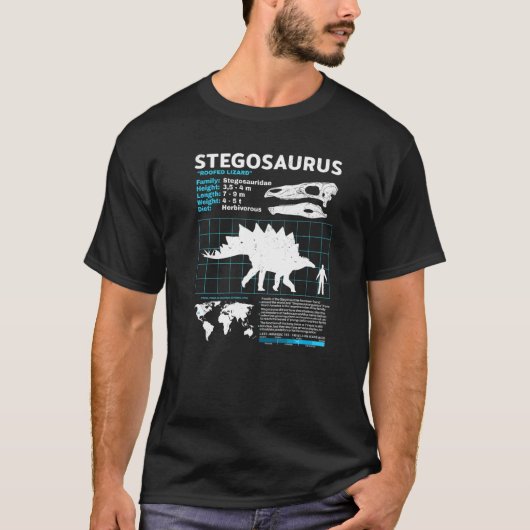 ステゴサウルスのファクトシート 恐竜の事実 Tシャツ (正面)