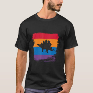 ステゴサウルスの影のシルエット(フラグ付きカラフル) Tシャツ