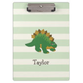 ステゴサウルスオンパステルグリーンストライプズ クリップボード (正面)