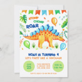 ステゴサウルスストンプチョンプと轟音恐竜誕生日 招待状 (正面)