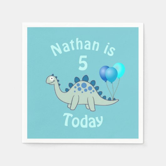 ステゴサウルスパーソナライズされた恐竜子供の誕生日 スタンダードカクテルナプキン (正面)
