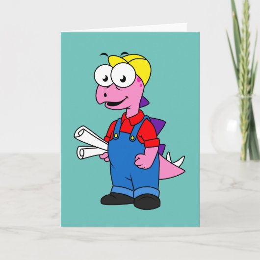 ステゴサウルス建築労働者のイラストレーション。 カード (正面)