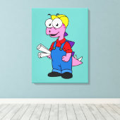 ステゴサウルス建築労働者のイラストレーション。 キャンバスプリント (インサイチュ (ウッドフロア))