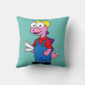 ステゴサウルス建築労働者のイラストレーション。 クッション (裏面)