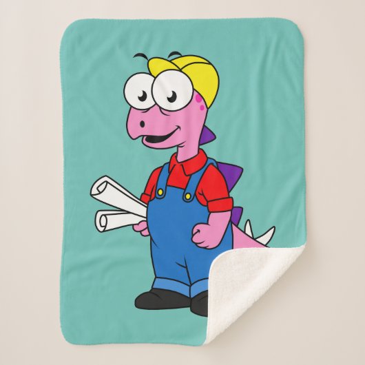 ステゴサウルス建築労働者のイラストレーション。 シェルパブランケット (正面)