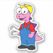 ステゴサウルス建築労働者のイラストレーション。 シール (正面)