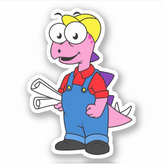 ステゴサウルス建築労働者のイラストレーション。 シール (正面)