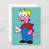 ステゴサウルス建築労働者のイラストレーション。 ポストカード (正面/裏面)