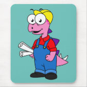 ステゴサウルス建築労働者のイラストレーション。 マウスパッド (正面)