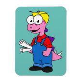 ステゴサウルス建築労働者のイラストレーション。 マグネット (縦)