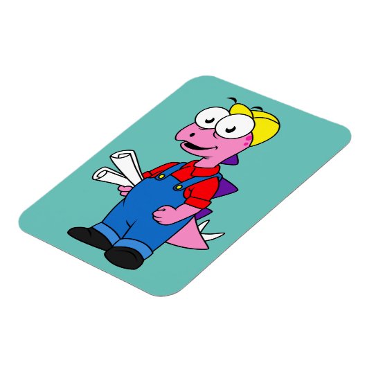 ステゴサウルス建築労働者のイラストレーション。 マグネット (左側)