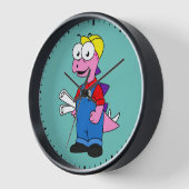 ステゴサウルス建築労働者のイラストレーション。 壁時計 (傾斜)