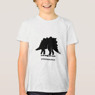 ステゴサウルス恐竜のシルエット トライブレンドTシャツ
