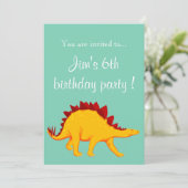 ステゴサウルス恐竜の男の子の誕生日パーティー 招待状 (スタンド正面)