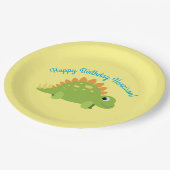 ステゴサウルス恐竜の誕生日パーティー ペーパープレート (アングル)