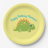ステゴサウルス恐竜の誕生日パーティー ペーパープレート (正面)