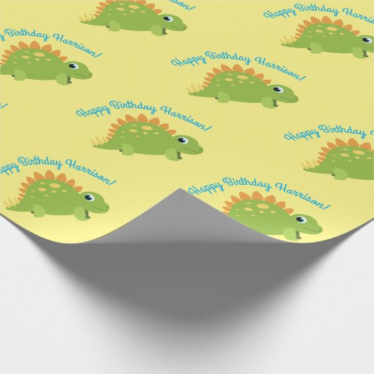 ステゴサウルス恐竜の誕生日パーティー ラッピングペーパー (角)