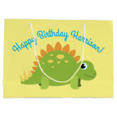 ステゴサウルス恐竜の誕生日パーティー ラージペーパーバッグ (裏面)