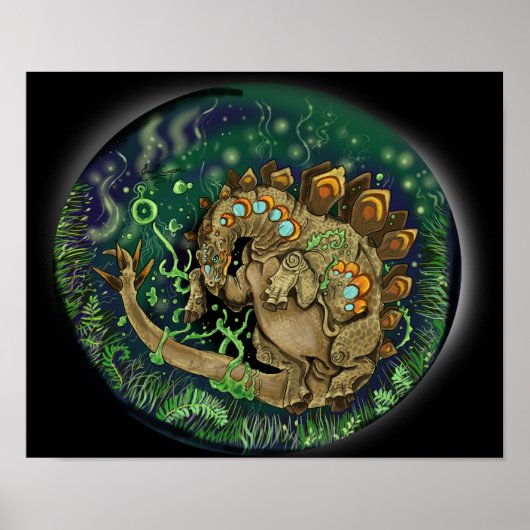 ステゴサウルス恐竜アート ポスター (正面)