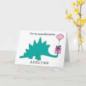ステゴサウルス恐竜誕生日孫娘 カード (黄色い花)