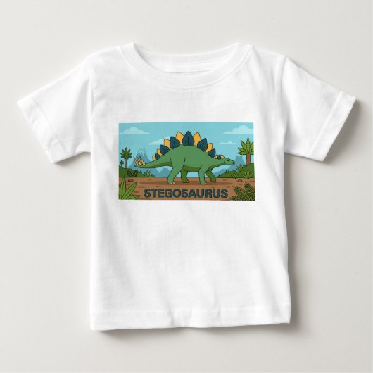 ステゴサウルス恐竜 ベビーTシャツ (正面)