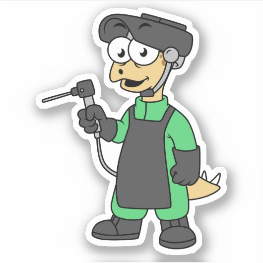 ステゴサウルス溶接機のイラストレーション。 シール (正面)