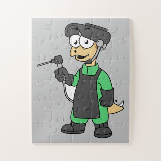 ステゴサウルス溶接機のイラストレーション。 ジグソーパズル (縦)