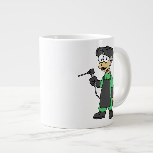 ステゴサウルス溶接機のイラストレーション。 ジャンボコーヒーマグカップ (正面右)