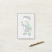 ステゴサウルス溶接機のイラストレーション。 ポストイット (デスク上)