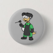 ステゴサウルス溶接機のイラストレーション。 缶バッジ (正面)