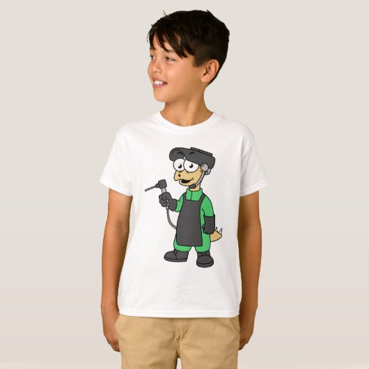 ステゴサウルス溶接機のイラストレーション。 Tシャツ (正面フル)