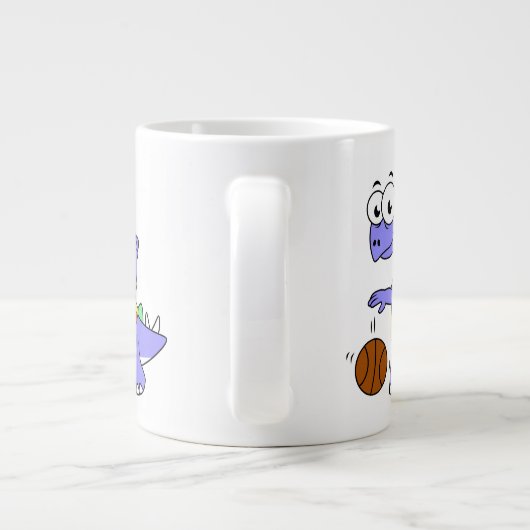 ステゴサウルス遊のイラストレーション。 ジャンボコーヒーマグカップ (裏面)