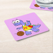 ステゴサウルス遊のイラストレーション。 スクエアペーパーコースター (アングル)