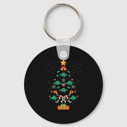 ステゴサウルス 恐竜 クリスマスツリー 長袖 キーホルダー (正面)