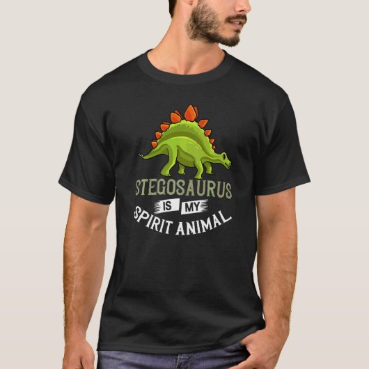 ステゴサウルス 恐竜 化石 頭蓋骨 骨格 Tシャツ (正面)