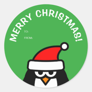 ステッおもしろいカーとの間のクリスマスペンギン ラウンドシール