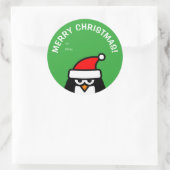 ステッおもしろいカーとの間のクリスマスペンギン ラウンドシール (バッグ)