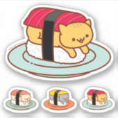 ステッおもしろいカー – すし猫 – マグロ シール (正面)