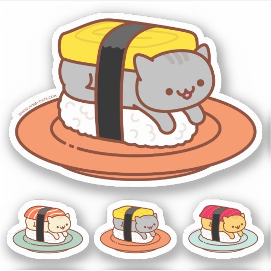 ステッおもしろいカー – SUSHI CATS - TAMAGO シール (正面)