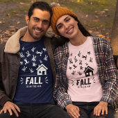 ステッおもしろいクフィギュア秋が空中にある Tシャツ