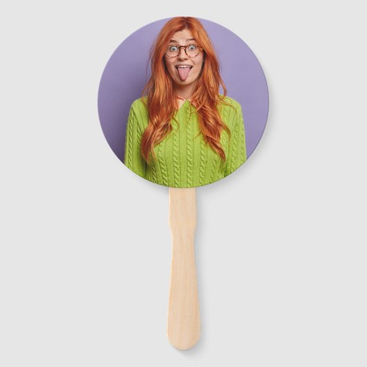 ステッおもしろいパーソナライズされたクの顔写真のカスタム ハンドファン (裏面)