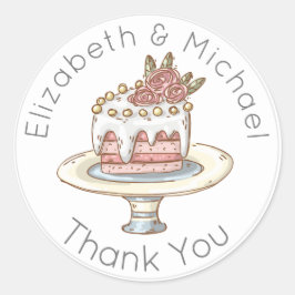 ステッお洒落カー結婚に感謝のケーキ ラウンドシール