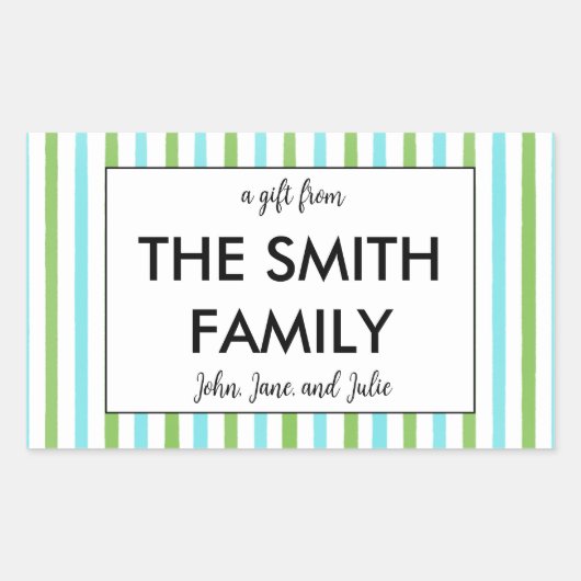 ステッカスタマイズクを贈る家族 長方形シール (正面)