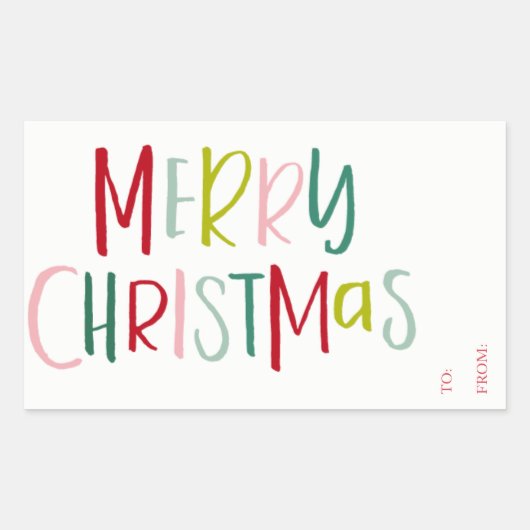 ステッカラフルカーからクリスマスプレゼントラベル 長方形シール (正面)